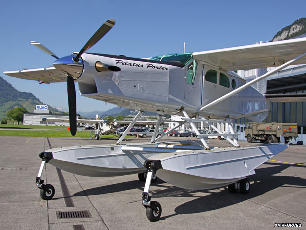 A floating Special Pilatus PC-6 Seaplane