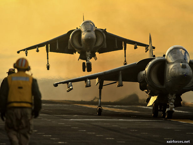 U.S. Navy Aviation AV-8B Harrier II on Pacific Ocean