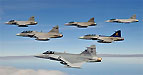 JAS-39 Gripens from Six Nations Fly Together